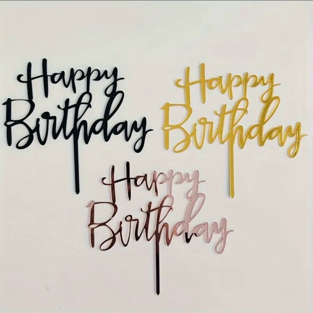 Set of 3 Happy Birthday cake toppers

Black, gold & pink